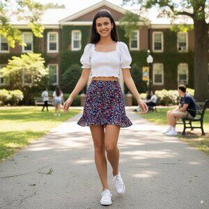 The Fifth Label Infrared Mini Skirt - Navy Floral Size Small NWT